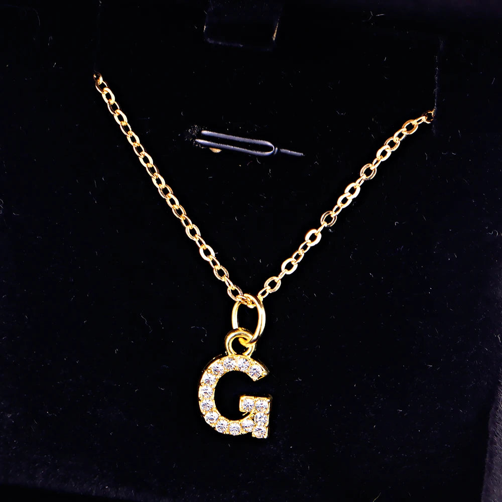 Kpop Shining A-Z Letter Pendant Charm Necklace 26 Initial Alphabet Name Golden Clavicle Chain Party Valentine's Day Jewelry Gift