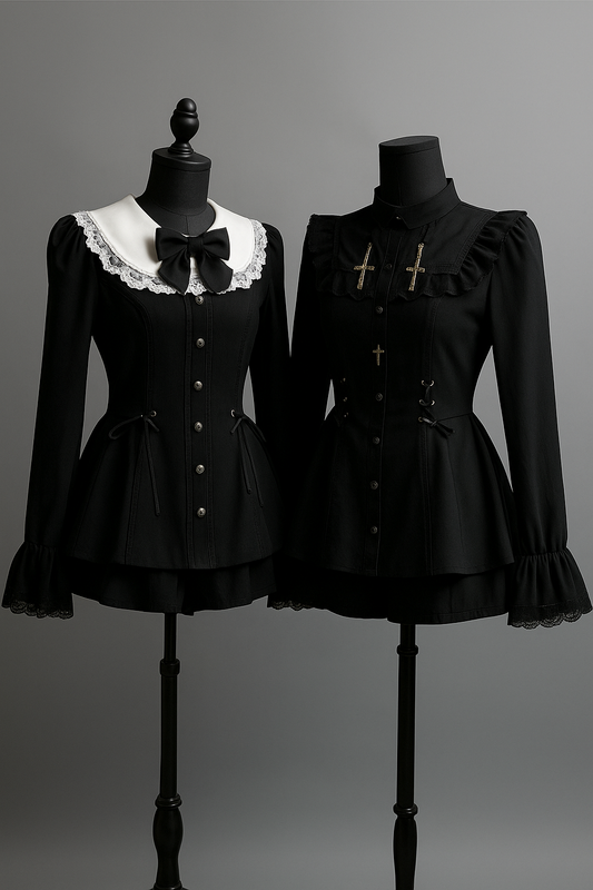 Y2K Gothic Lolita Bow Dress Set – Lace Flare Sleeve Mini Party Outfit
