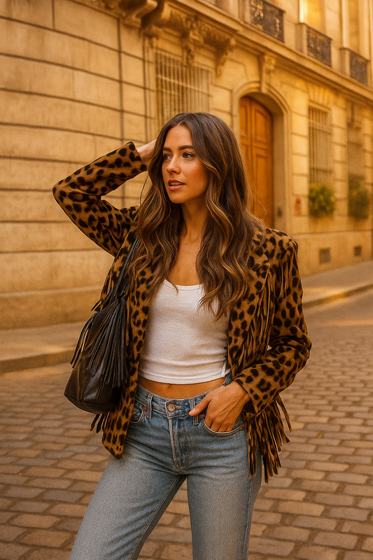 Women’s Retro Leopard Tassel Jacket – Chic & Versatile Streetwear