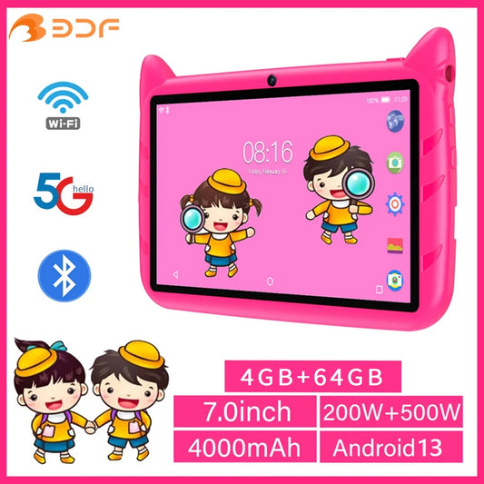 BDF 7" Kids Tablet Android 13 – 4GB+64GB, 5G WiFi, Dual Camera