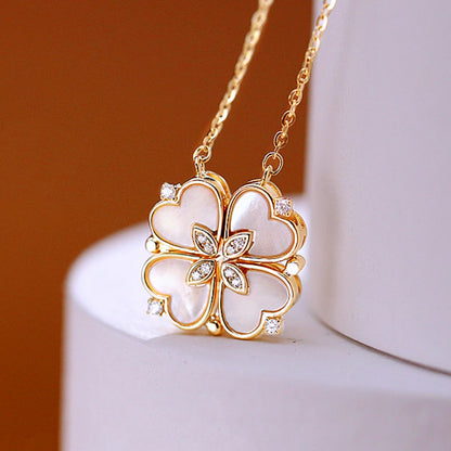 316L Stainless Steel Love Magnetic Pendant Necklace for Women Clover Choker Heart Shaped Open Necklace Crystal Jewelry BffGift