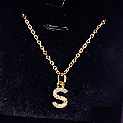 Kpop Shining A-Z Letter Pendant Charm Necklace 26 Initial Alphabet Name Golden Clavicle Chain Party Valentine's Day Jewelry Gift