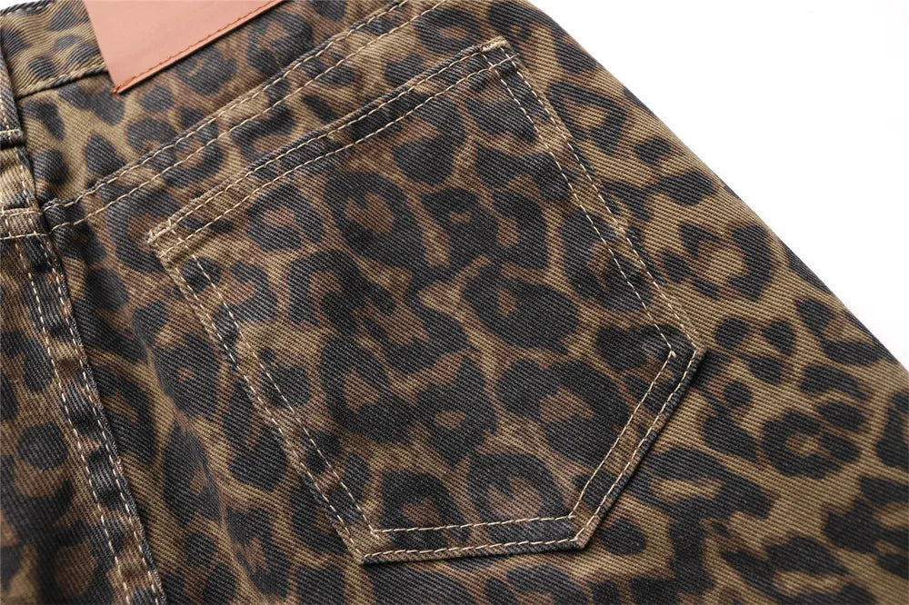 Fierce Fit – High Waist Leopard Print Baggy Jeans