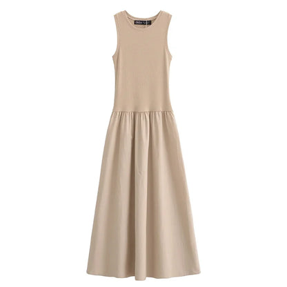 HXAO Elegant Sleeveless Long Dress – Spring 2025 Y2K Style