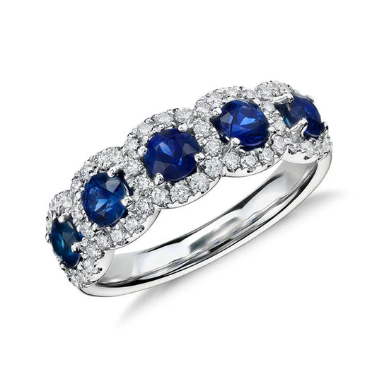 Huitan Luxury Blue White Cubic Zirconia Rings Women Wedding Ceremony Party Fashion Bridal Rings Statement Jewelry Fancy Gifts