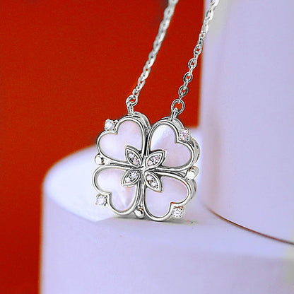 316L Stainless Steel Love Magnetic Pendant Necklace for Women Clover Choker Heart Shaped Open Necklace Crystal Jewelry BffGift