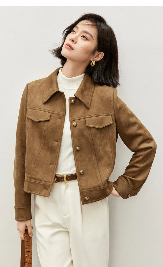 SENTUBILA Women’s Retro Leather Moto Jacket – Vintage Short Winter Coat