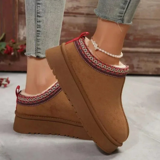 Women’s Winter Fur Ankle Snow Boots – Warm Plush Chelsea Flats