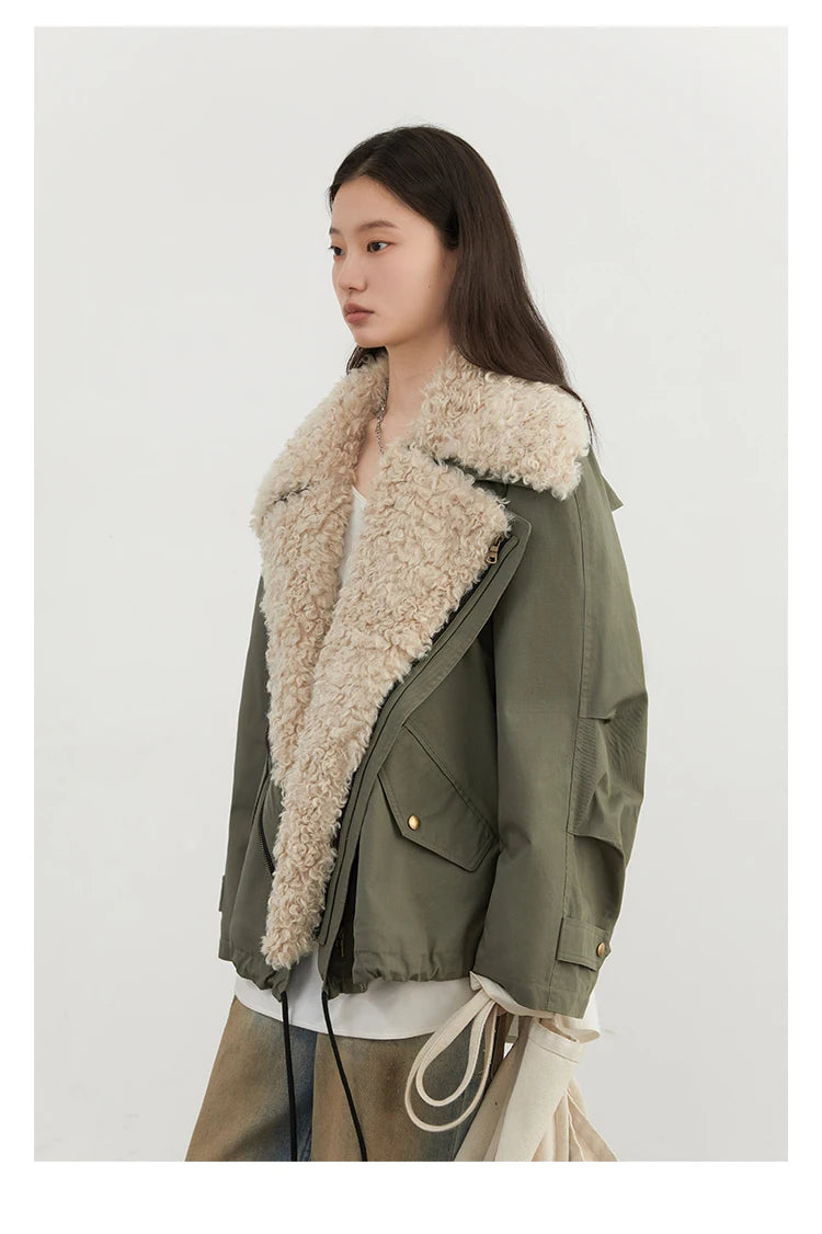 Women’s Retro Motorcycle Cotton Jacket – Casual Warm Winter Coat