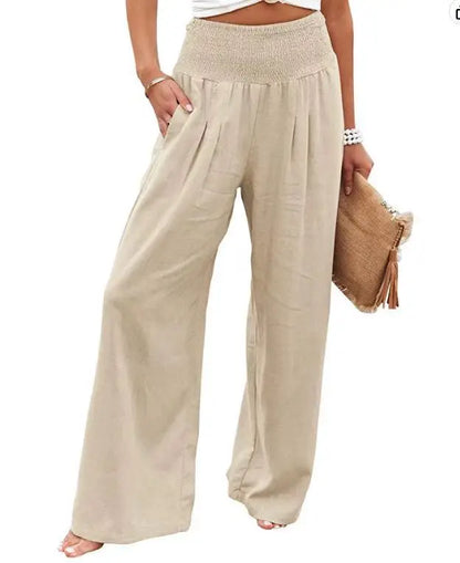 Women’s Wide-Leg Drawstring Pants – Casual Beachwear