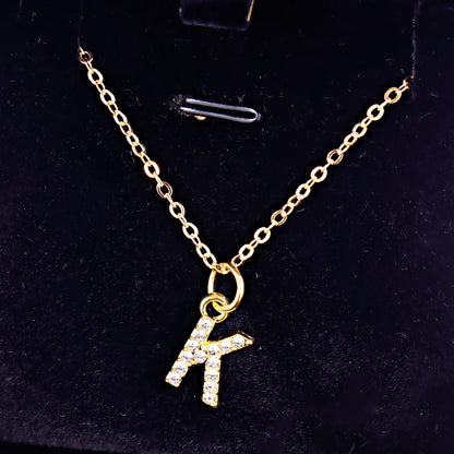 Kpop Shining A-Z Letter Pendant Charm Necklace 26 Initial Alphabet Name Golden Clavicle Chain Party Valentine's Day Jewelry Gift