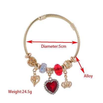 DIY Panjiaduola Alloy Love Bracelet Fashionable and Versatile with Diamond Embedding, Adjustable and Simple Couple Bracelet