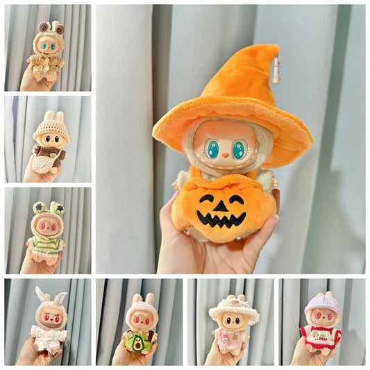 17cm Labubu Plush Doll Pumpkin Outfit – Kawaii Idol Clothes & Accessories