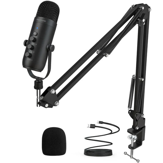 Haomuren USB Podcast Microphone Kit with Boom Arm