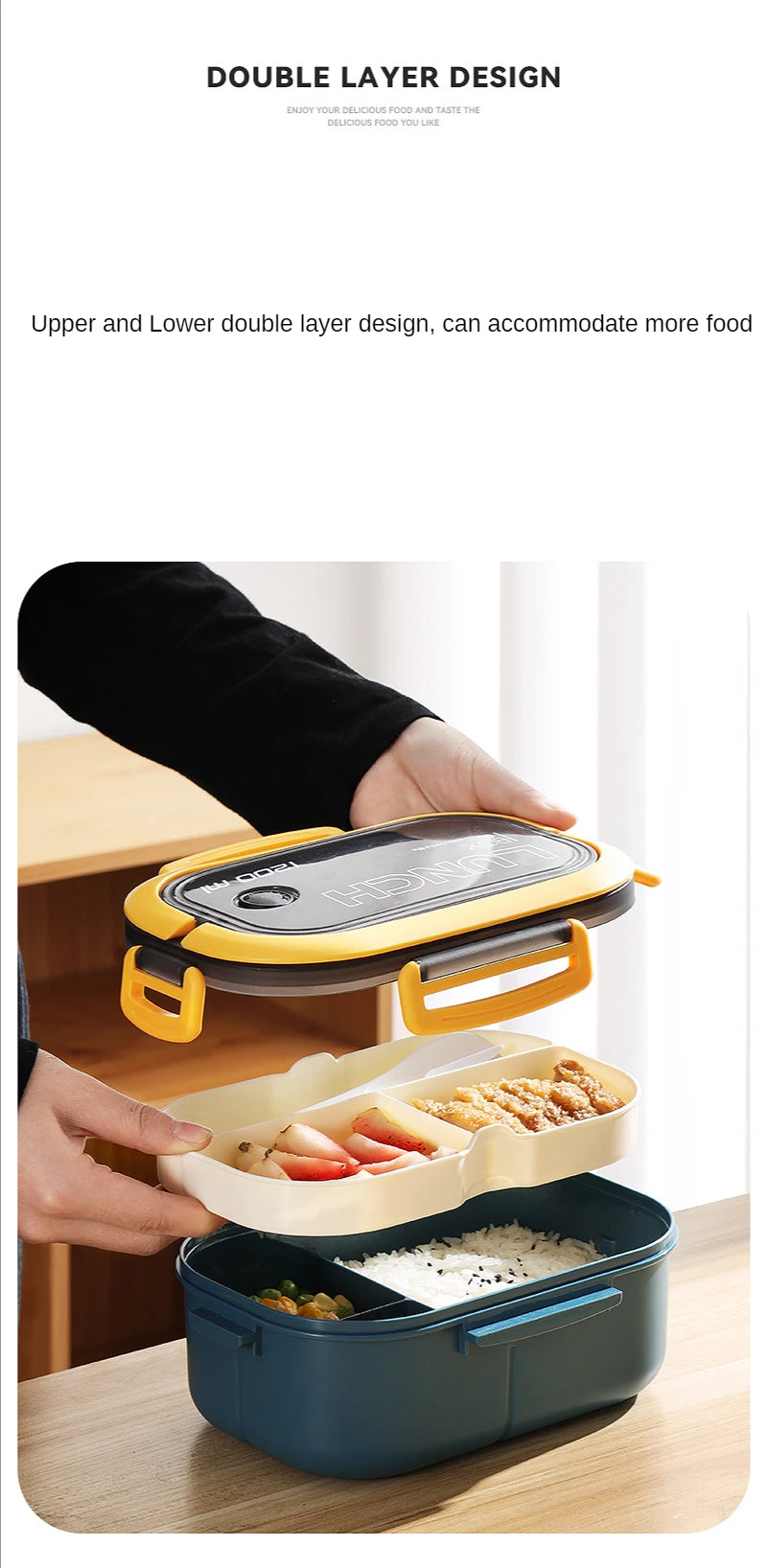 1200ML 2-Layer Bento Box – Leakproof & Portable