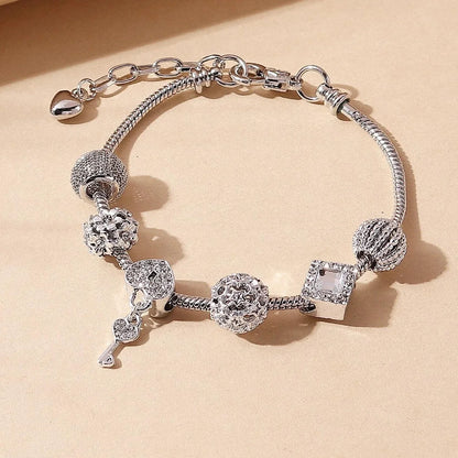 1PC Fashion Multi Element Accessories Drip Oil Rose Love Little Swan Pan Family Bracelet Jewelry Daily Dressing Party Gift -7633