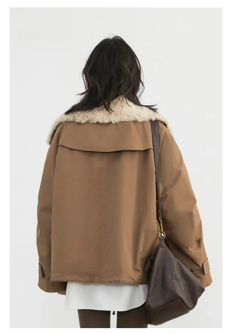 Women’s Retro Motorcycle Cotton Jacket – Casual Warm Winter Coat