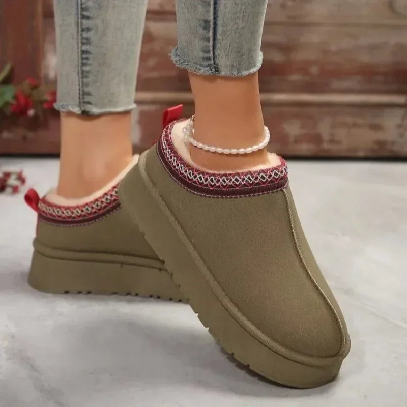 Women’s Winter Fur Ankle Snow Boots – Warm Plush Chelsea Flats