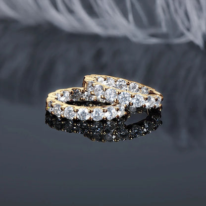 Sparking 925 Silver 3mm Round Moissanite Hoop Stud Earrings For Women Men Couple 14K Gold Plated Wedding Jewelry with GRA Gift