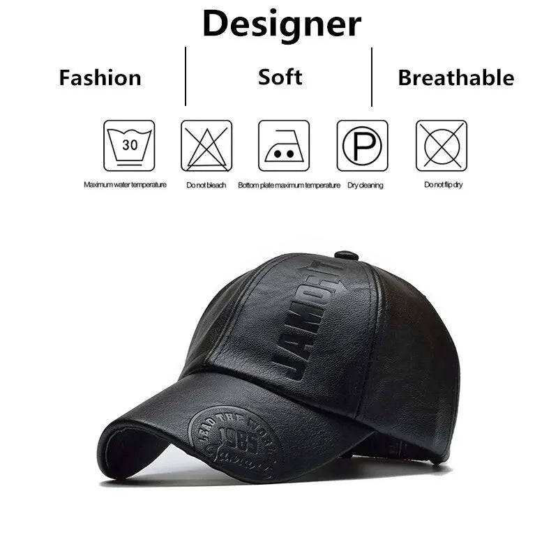 Unisex Leather Baseball Cap