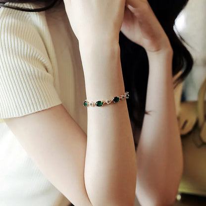 UILZ Luxury Exquisite zircon Bracelet gold-plated Shining Crystal Bracelet For Women Vintage Party Wedding Bridal Jewelry Gift