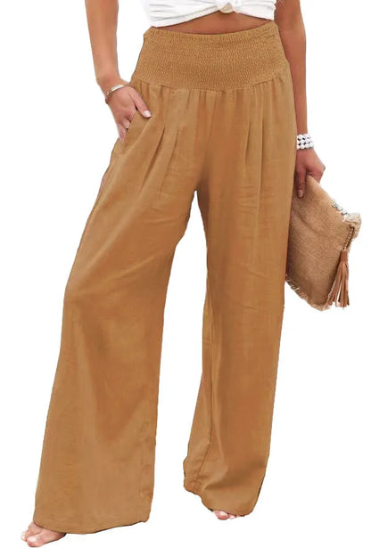 Women’s Wide-Leg Drawstring Pants – Casual Beachwear