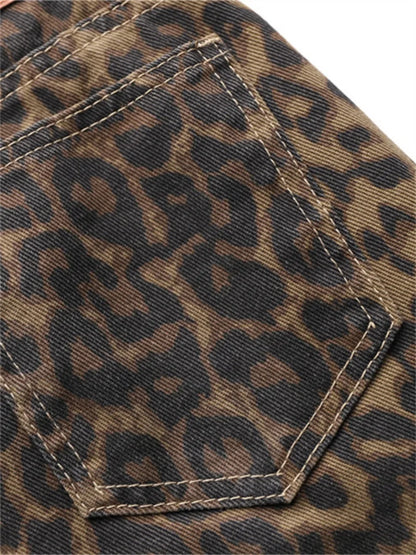 Fierce Fit – High Waist Leopard Print Baggy Jeans
