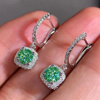 Charm Female White Red Green Blue Zircon Stone Hoop Earrings Silver Color Simple Wedding Jewelry For Women