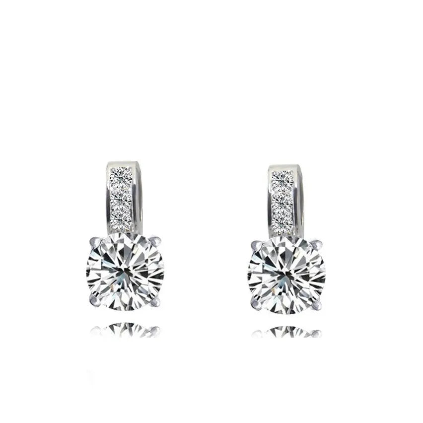 Alloy Colorful Bridal Jewelry Set Classic Cubic Zirconia Crystal Pendant Necklace Earrings Stud Earrings, Ladies, Girls, Gifts