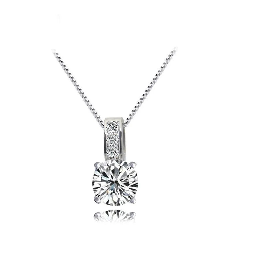 Alloy Colorful Bridal Jewelry Set Classic Cubic Zirconia Crystal Pendant Necklace Earrings Stud Earrings, Ladies, Girls, Gifts
