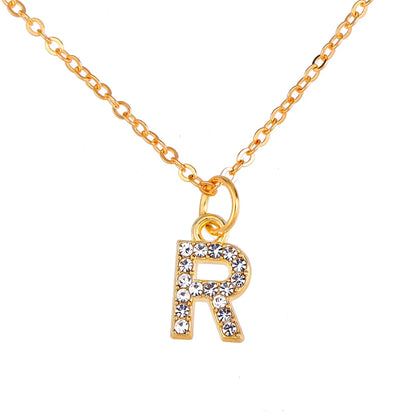 Kpop Shining A-Z Letter Pendant Charm Necklace 26 Initial Alphabet Name Golden Clavicle Chain Party Valentine's Day Jewelry Gift