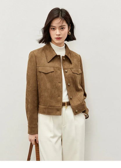 SENTUBILA Women’s Retro Leather Moto Jacket – Vintage Short Winter Coat
