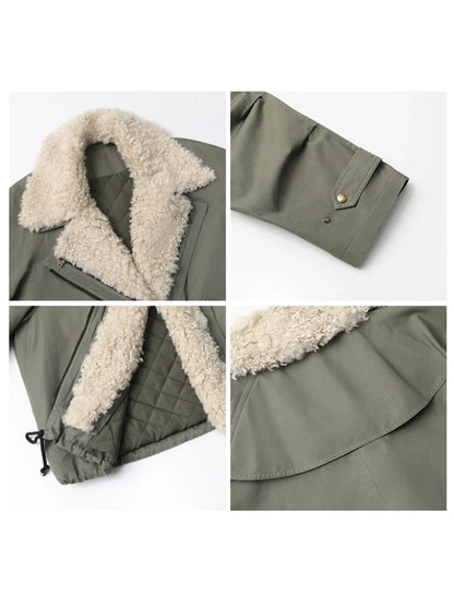 Women’s Retro Motorcycle Cotton Jacket – Casual Warm Winter Coat
