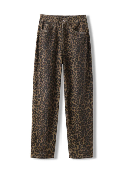 Fierce Fit – High Waist Leopard Print Baggy Jeans