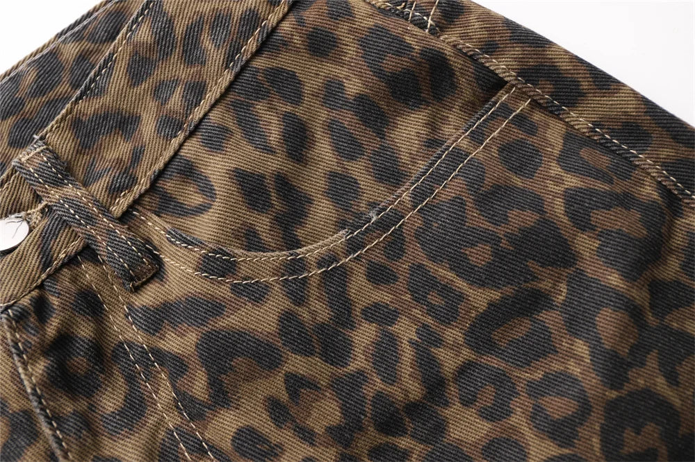 Fierce Fit – High Waist Leopard Print Baggy Jeans