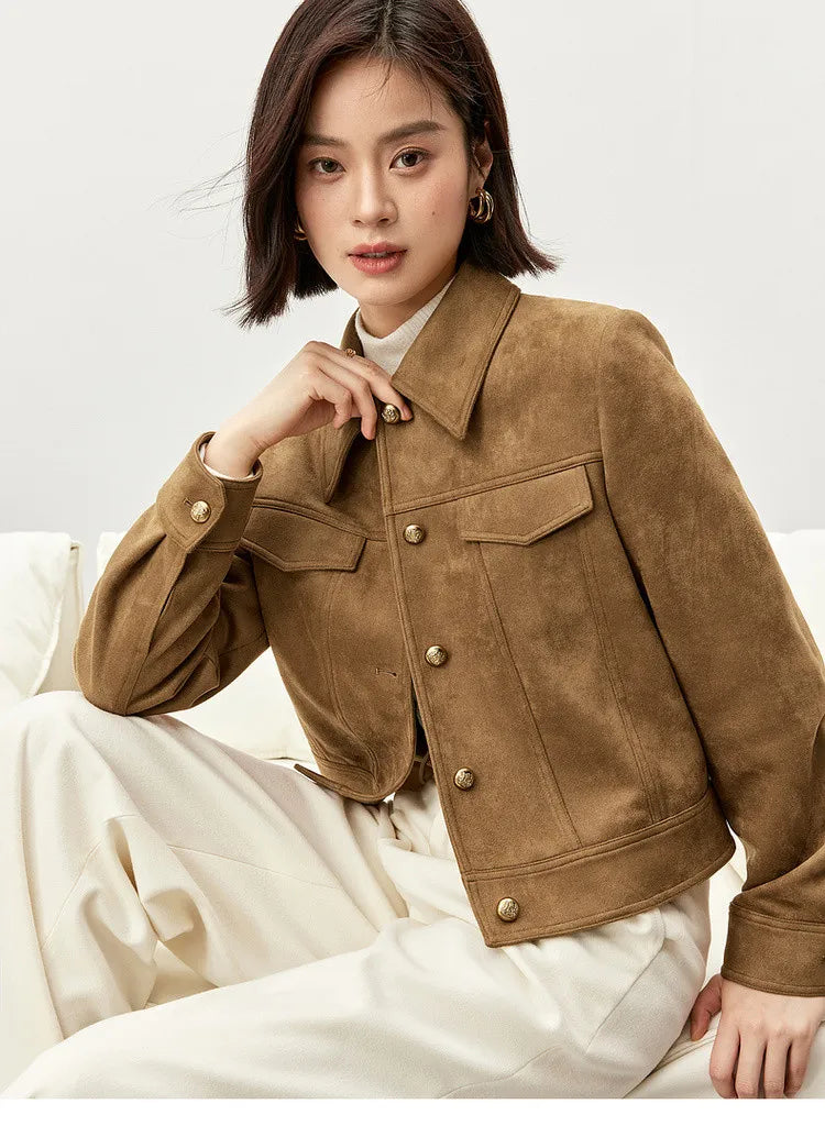 SENTUBILA Women’s Retro Leather Moto Jacket – Vintage Short Winter Coat