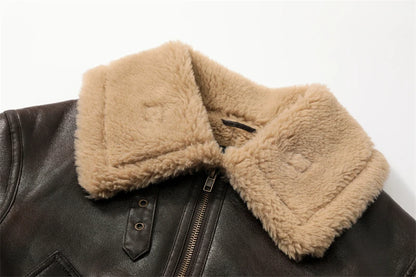 Women’s Double-Sided Warm Short Jacket – Brown Autumn/Winter Coat