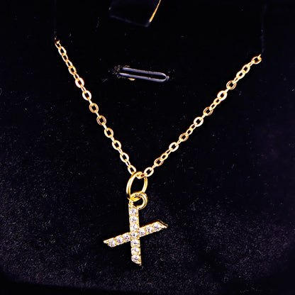 Kpop Shining A-Z Letter Pendant Charm Necklace 26 Initial Alphabet Name Golden Clavicle Chain Party Valentine's Day Jewelry Gift