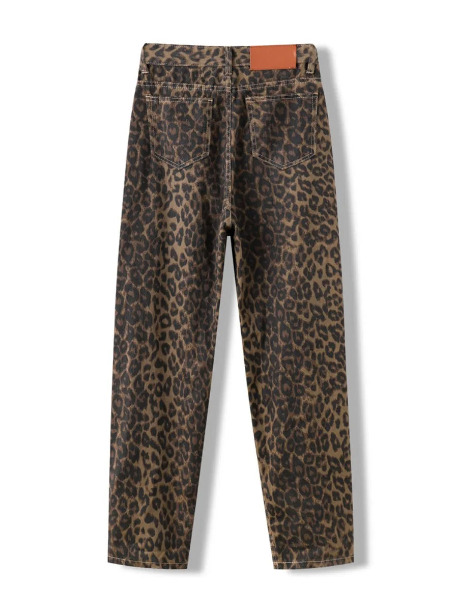 Fierce Fit – High Waist Leopard Print Baggy Jeans