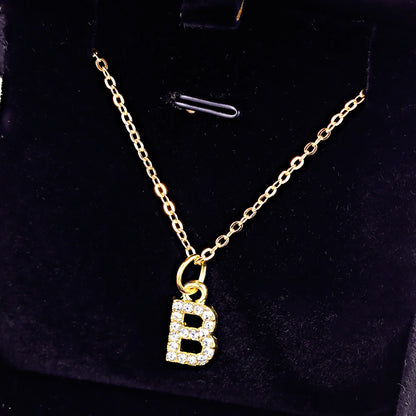 Kpop Shining A-Z Letter Pendant Charm Necklace 26 Initial Alphabet Name Golden Clavicle Chain Party Valentine's Day Jewelry Gift