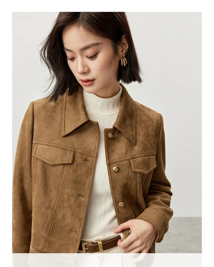 SENTUBILA Women’s Retro Leather Moto Jacket – Vintage Short Winter Coat