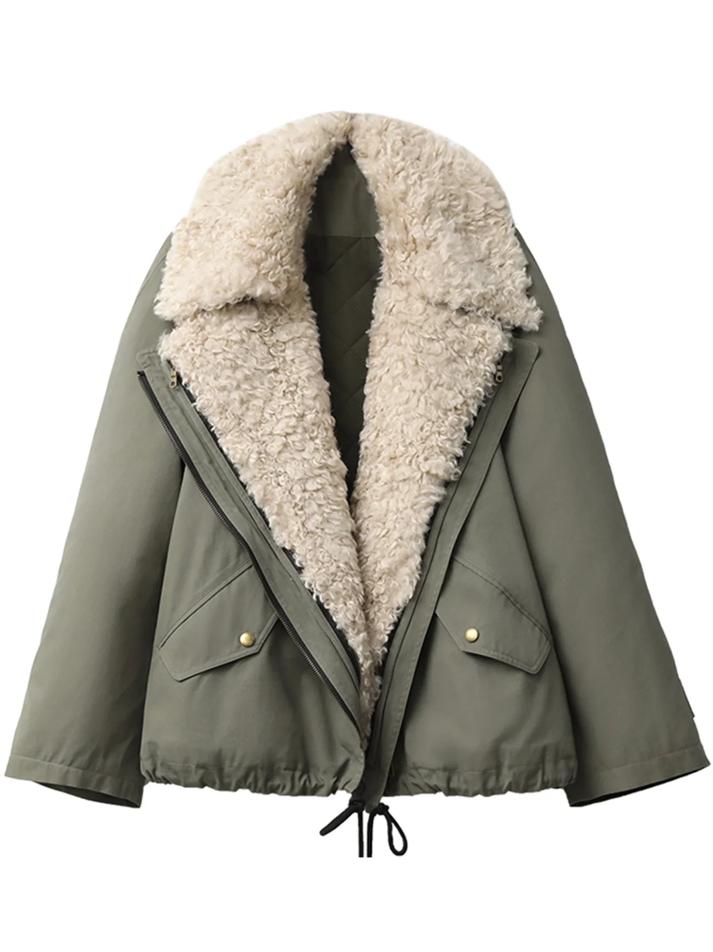 Women’s Retro Motorcycle Cotton Jacket – Casual Warm Winter Coat