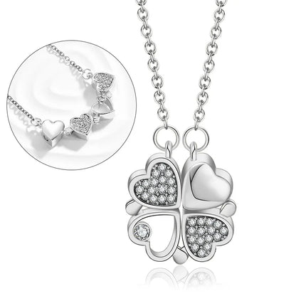 316L Stainless Steel Love Magnetic Pendant Necklace for Women Clover Choker Heart Shaped Open Necklace Crystal Jewelry BffGift