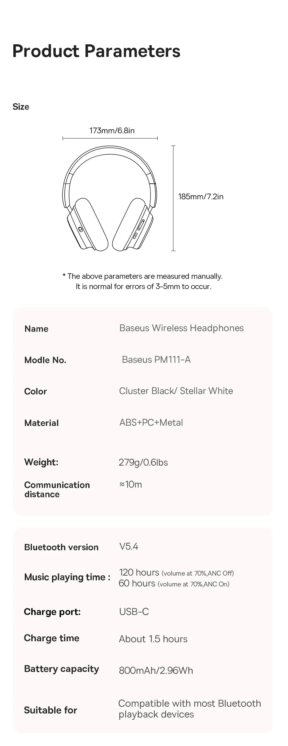 Baseus Bowie H1s Wireless Noise-Cancelling Headphones