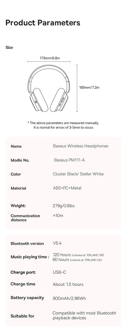 Baseus Bowie H1s Wireless Noise-Cancelling Headphones