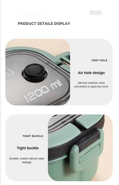 1200ML 2-Layer Bento Box – Leakproof & Portable