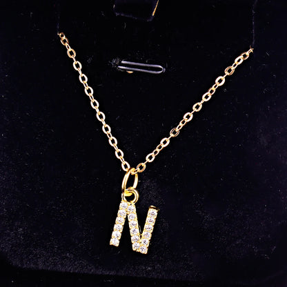 Kpop Shining A-Z Letter Pendant Charm Necklace 26 Initial Alphabet Name Golden Clavicle Chain Party Valentine's Day Jewelry Gift