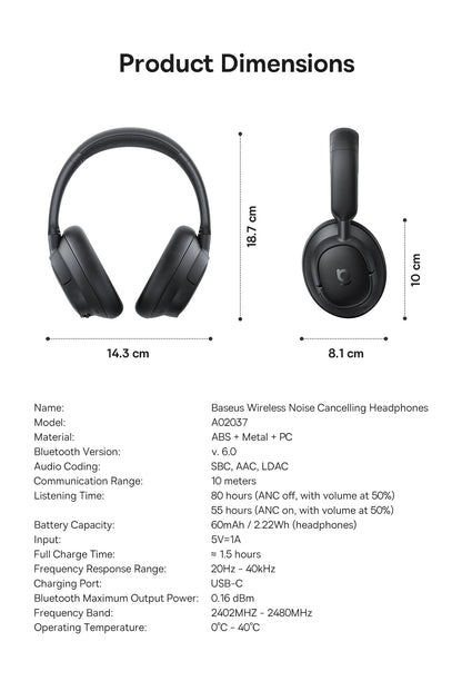 Baseus Bowie H1s Wireless Noise-Cancelling Headphones