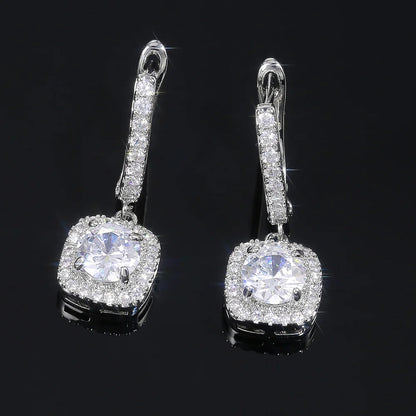 Charm Female White Red Green Blue Zircon Stone Hoop Earrings Silver Color Simple Wedding Jewelry For Women
