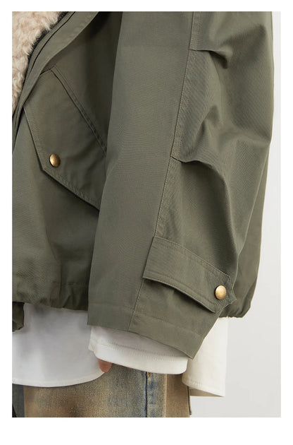 Women’s Retro Motorcycle Cotton Jacket – Casual Warm Winter Coat
